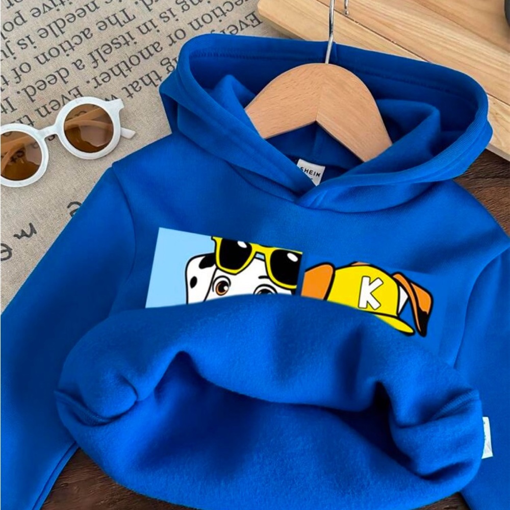 Young Boys Casual Simple Cartoon Dog Print Long Sleeve Thick Knit Sweatshirt, - Picture 5 of 5